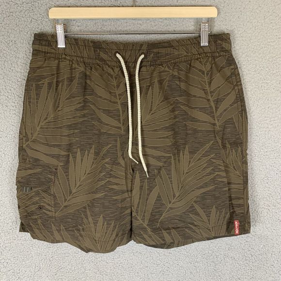 Tommy Bahama Swim Shorts Mens Large Brown Floral Trunks Cargo Pockets Beach - Picture 1 of 5